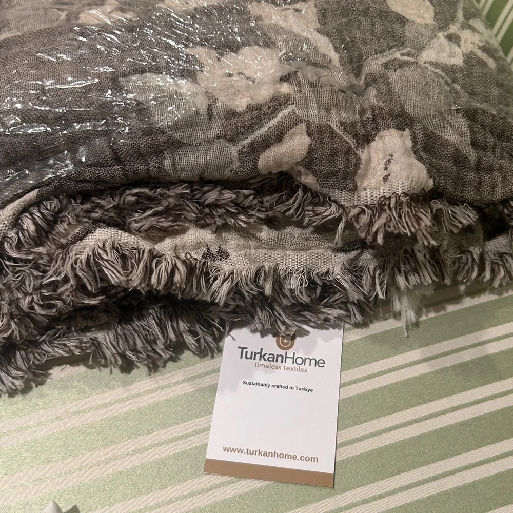 Mushroom Gray + Cream Quilted Cover Winter’s Floral Size Queen New With Tags